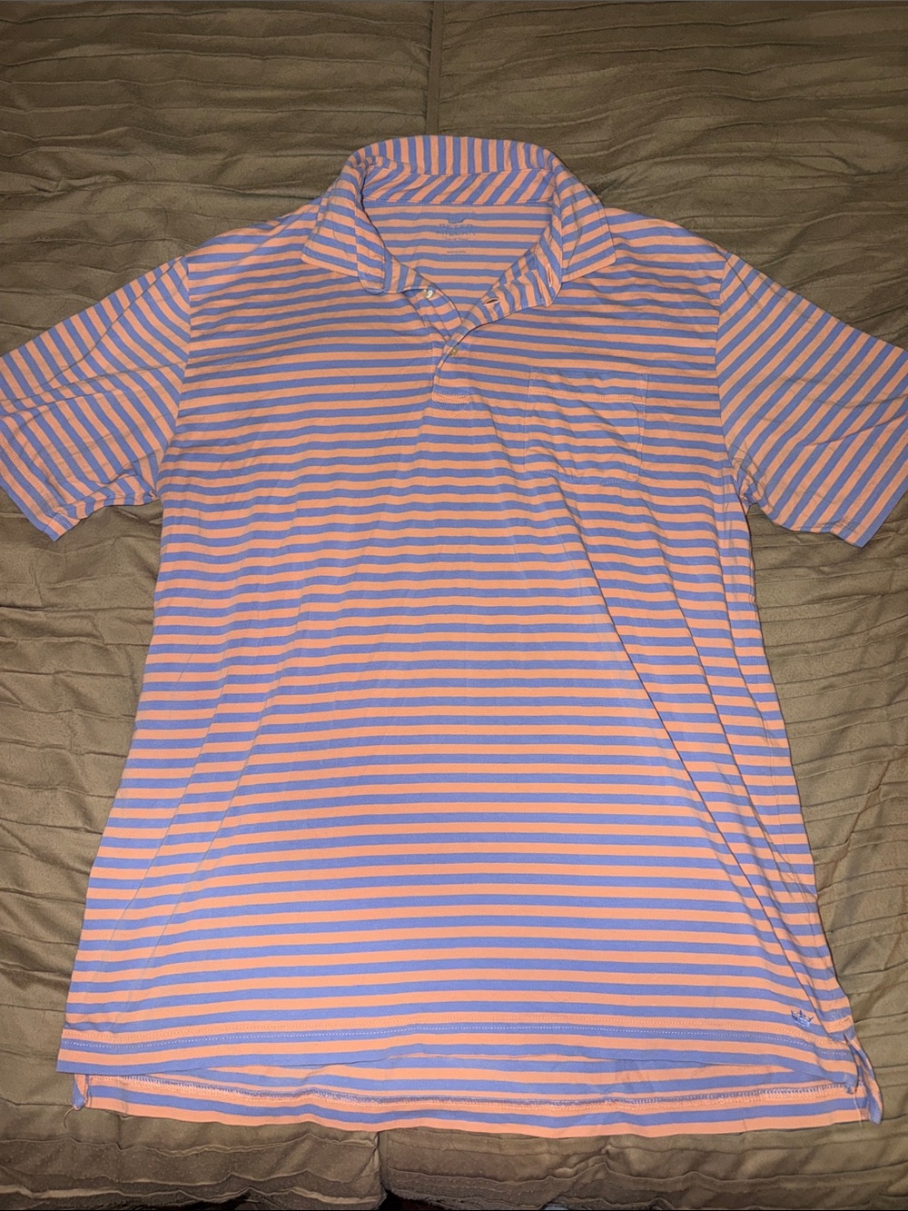 Peter Millar Striped Orange and Lavender Short-Sleeve Polo